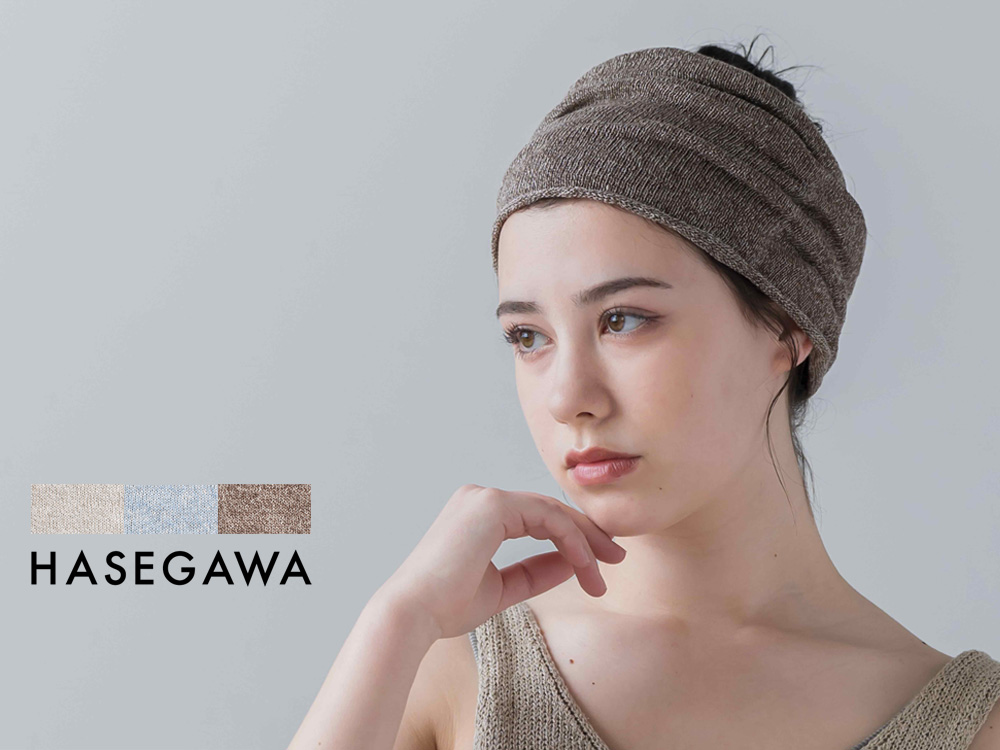 リネンシルク ターバンスヌード 日本製 縫い目のないホールガーメント hasegawa