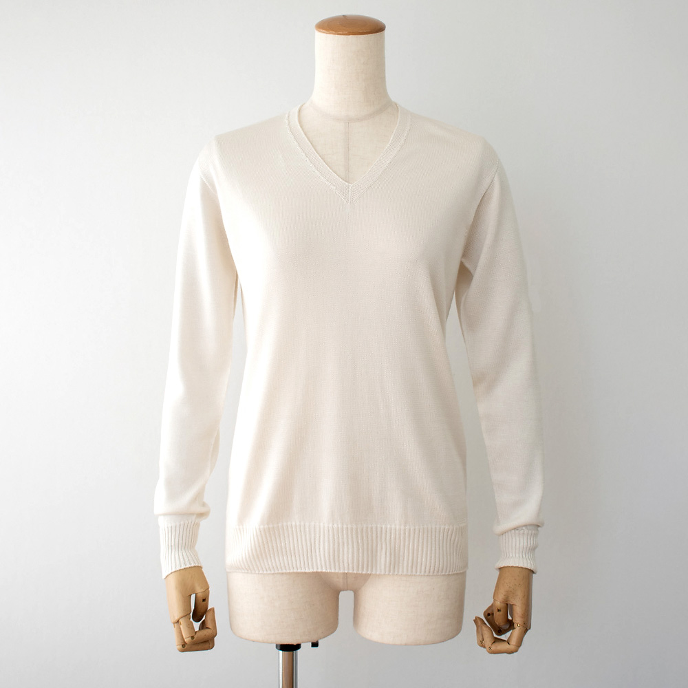 シルク100％ Vネックプルオーバー 日本製 レディース