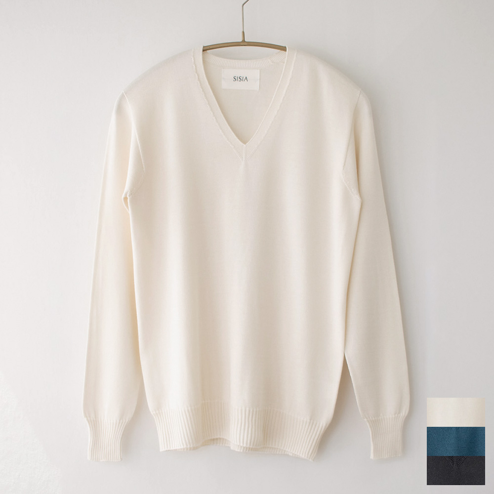 シルク100％ Vネックプルオーバー 日本製