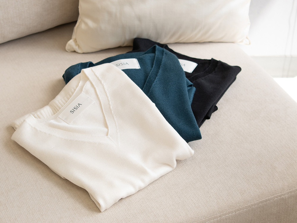 シルク100％ Vネックプルオーバー 日本製 レディース