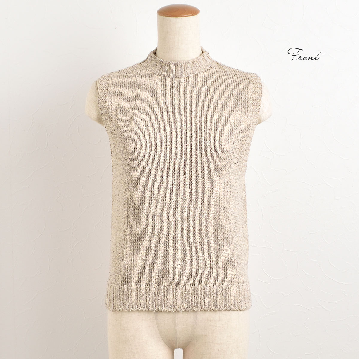 シルク100％ モックネック ノースリーブニット 日本製