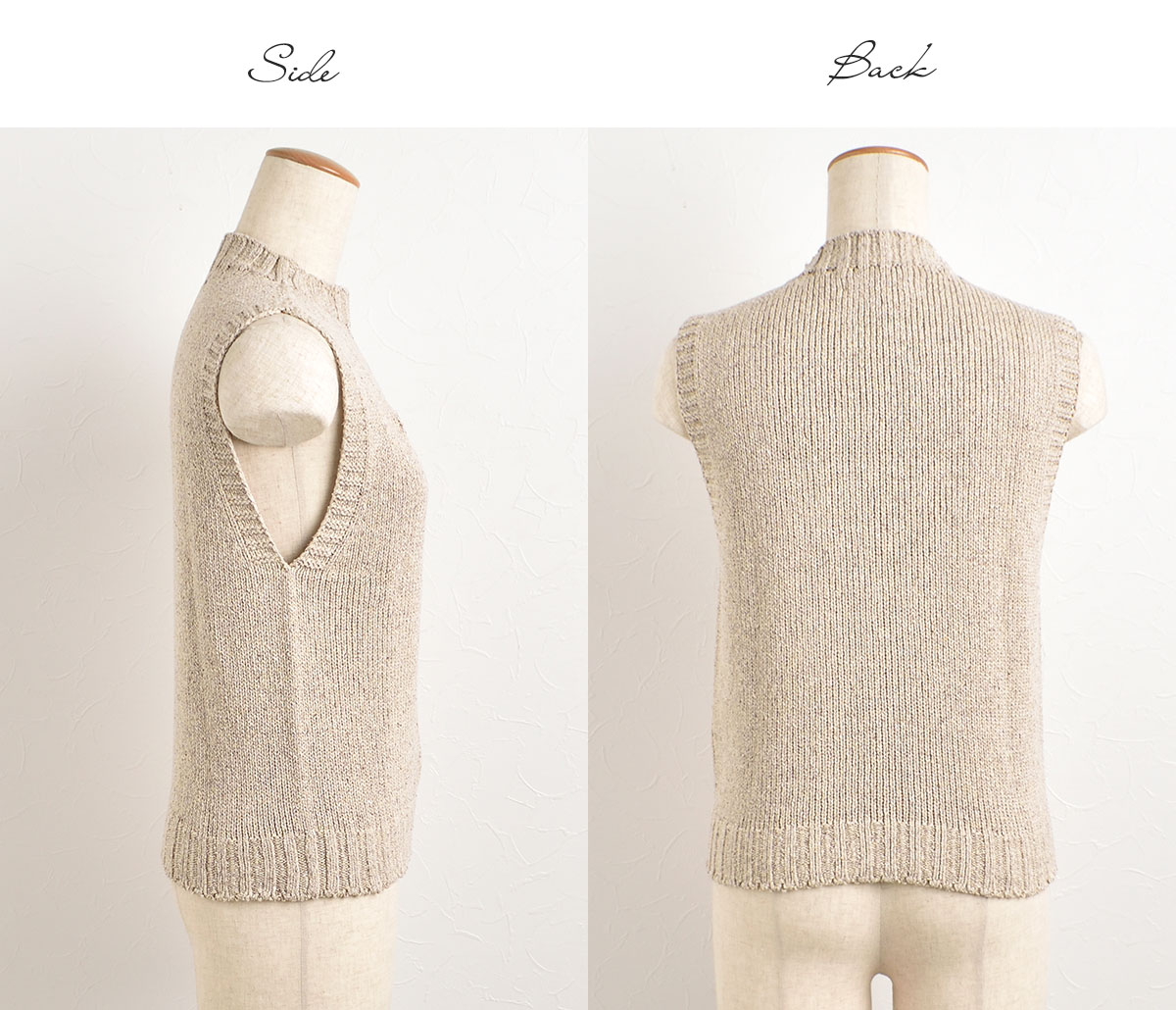 シルク100％ モックネック ノースリーブニット 日本製