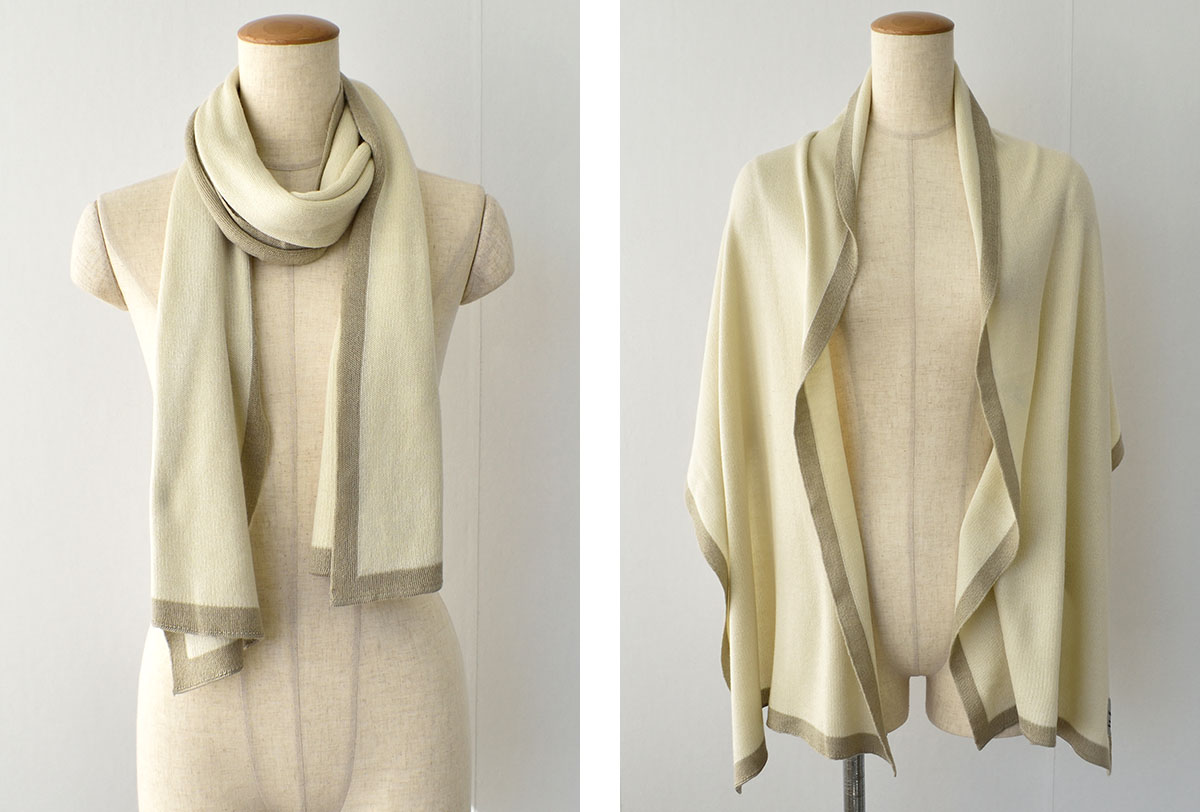 シルク100％ ふわふわ加工 ストール フレーム柄 日本製