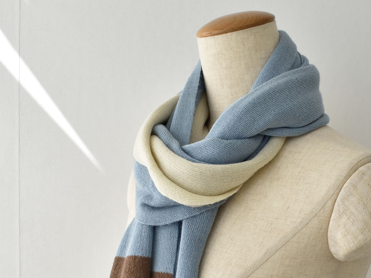 シルク100％ ふわふわ加工 ストール ブロック柄 日本製