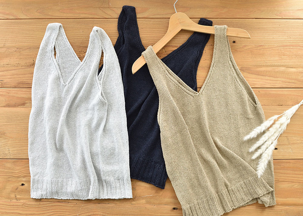 リネンシルク ニットタンクトップ 日本製