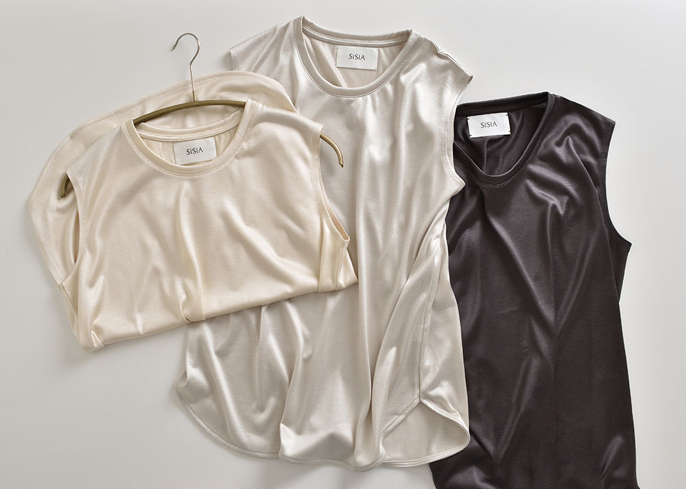 シルク100％ ノースリーブ 日本製