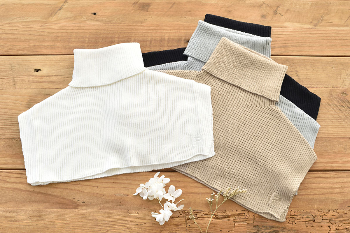 シルク100％ ふわふわ加工 タートルネックウォーマー 日本製 縫い目のないホールガーメント