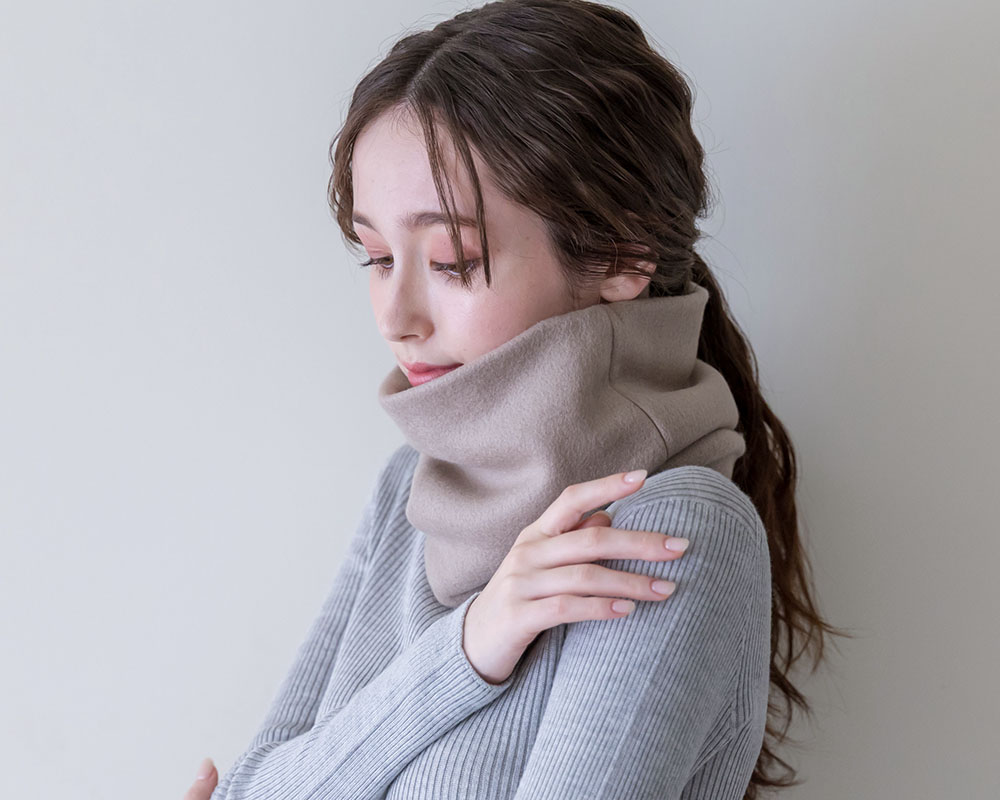 シルク100％ ふわふわ加工 フリース ネックウォーマー 日本製