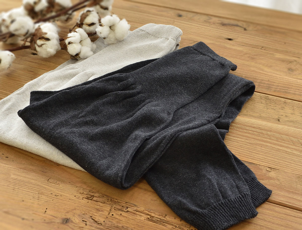 肌側シルク 外側オーガニックコットン 腹巻レギンス ホールガーメント 日本製