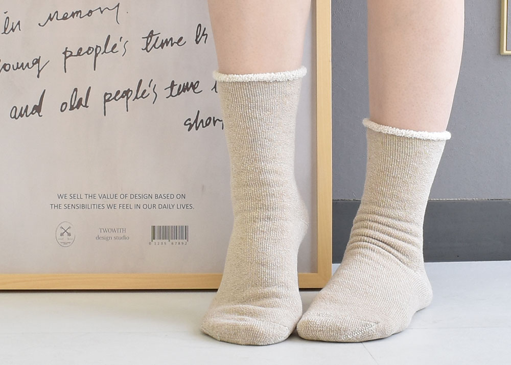 ふかふか裏パイル コットン ソックス 日本製 肌側綿100％