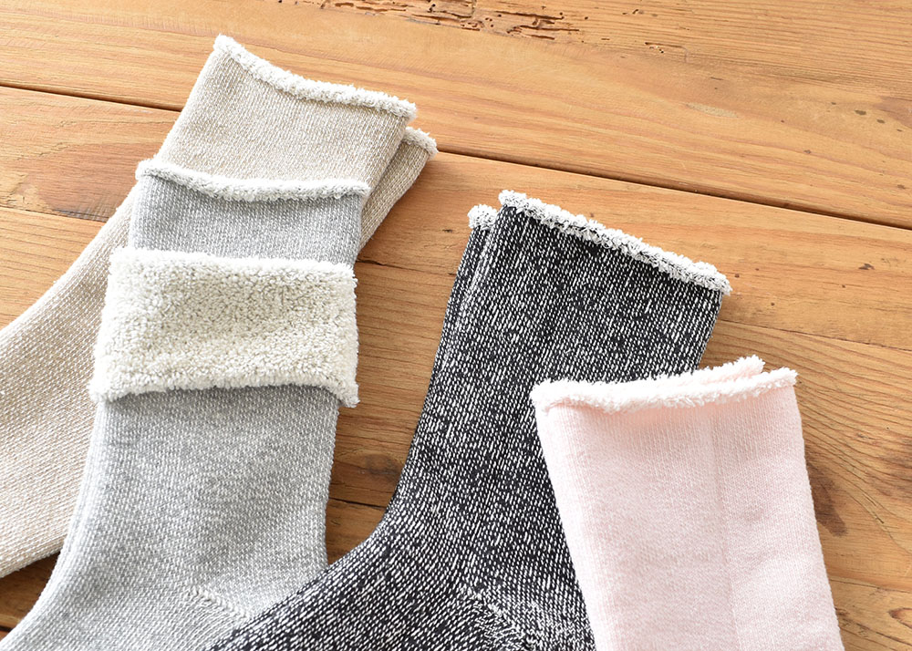 ふかふか裏パイル コットン ソックス 日本製 肌側綿100％