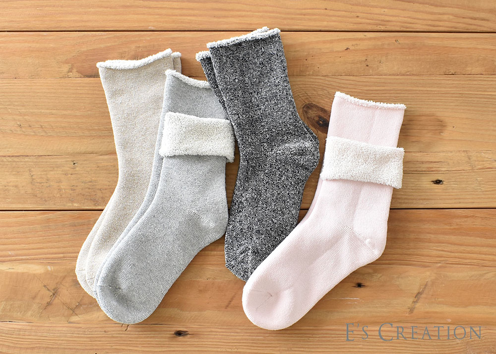 ふかふか裏パイル コットン ソックス 日本製 肌側綿100％