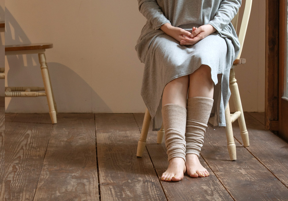 シルク レッグウォーマー 日本製 40cm ロング フィットタイプ 肌側シルク 表側オーガニックコットンの二重構造 男女兼用