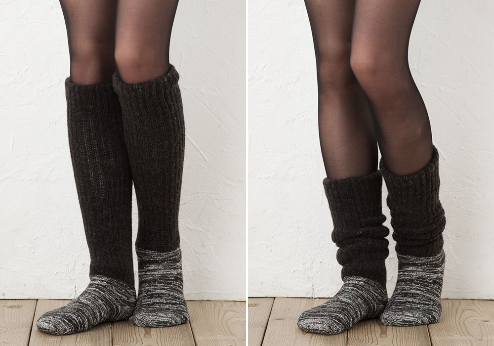 肌側シルクのもこもこ2重ソックス 厚手タイプ 日本製