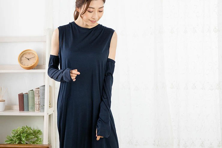 シルク100％ ジャージー UVカット アームカバー 日本製 指通し付き