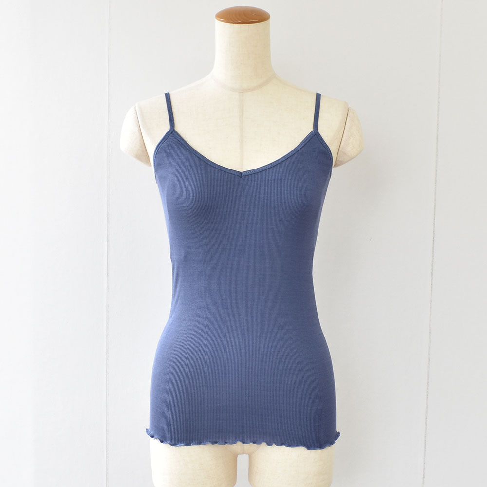 シルク100％ テレコ 金具がないカップ付きキャミソール 病院用 日本製 ウォッシャブル加工