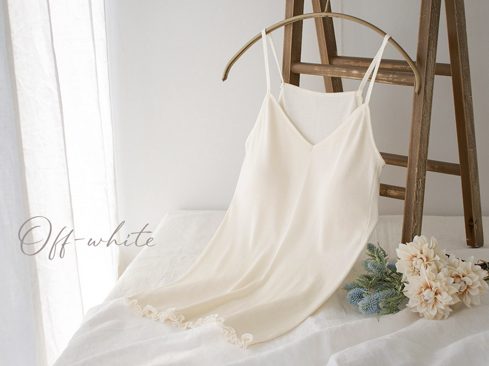 シルク100％ テレコ 金具がないカップ付きキャミソール 病院用 日本製 ウォッシャブル加工