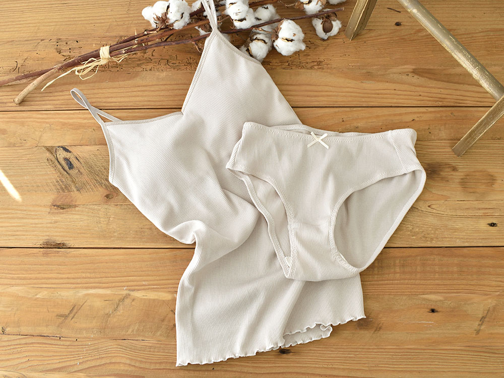 オーガニックコットン100% テレコ ショーツ サニタリー兼用 日本製 マチ裏シルク