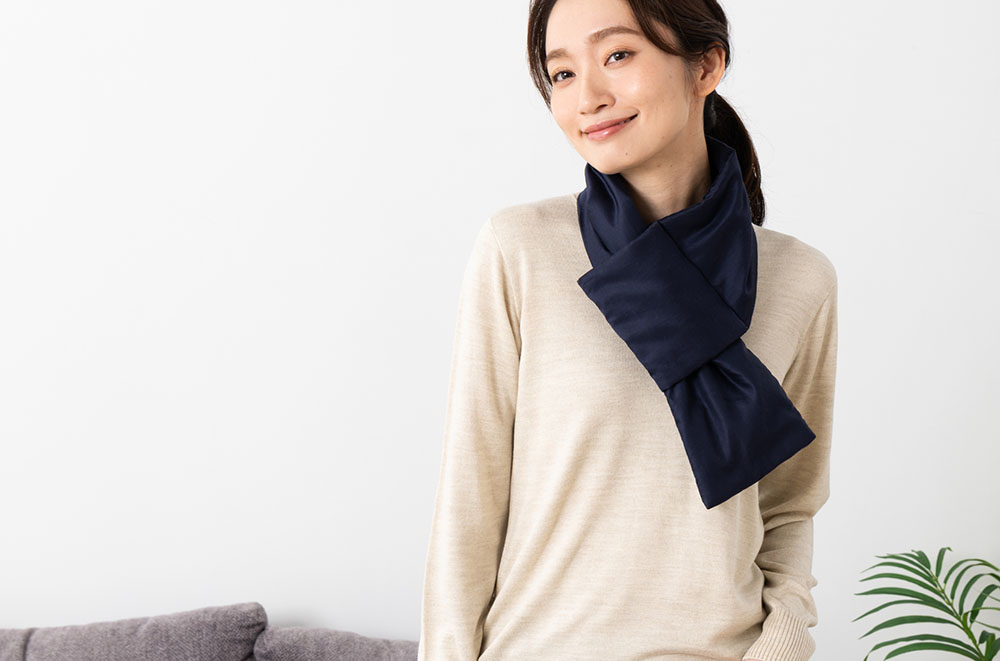 シルク100％まわた入り マフラー 表生地コットンシルク