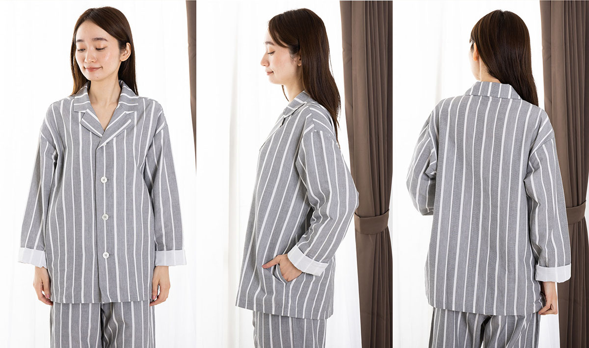 オーガニックコットン100% パジャマ 上下セット 日本製 前開き