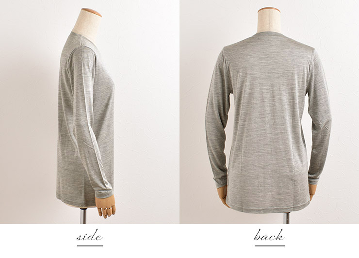 シルク100％ジャージー クルーネック長袖Tシャツ 日本製