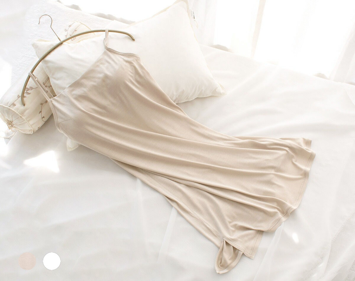 シルク100％ カップ付き ゆったりキャミスリップ 日本製【ふわ肌シルク】