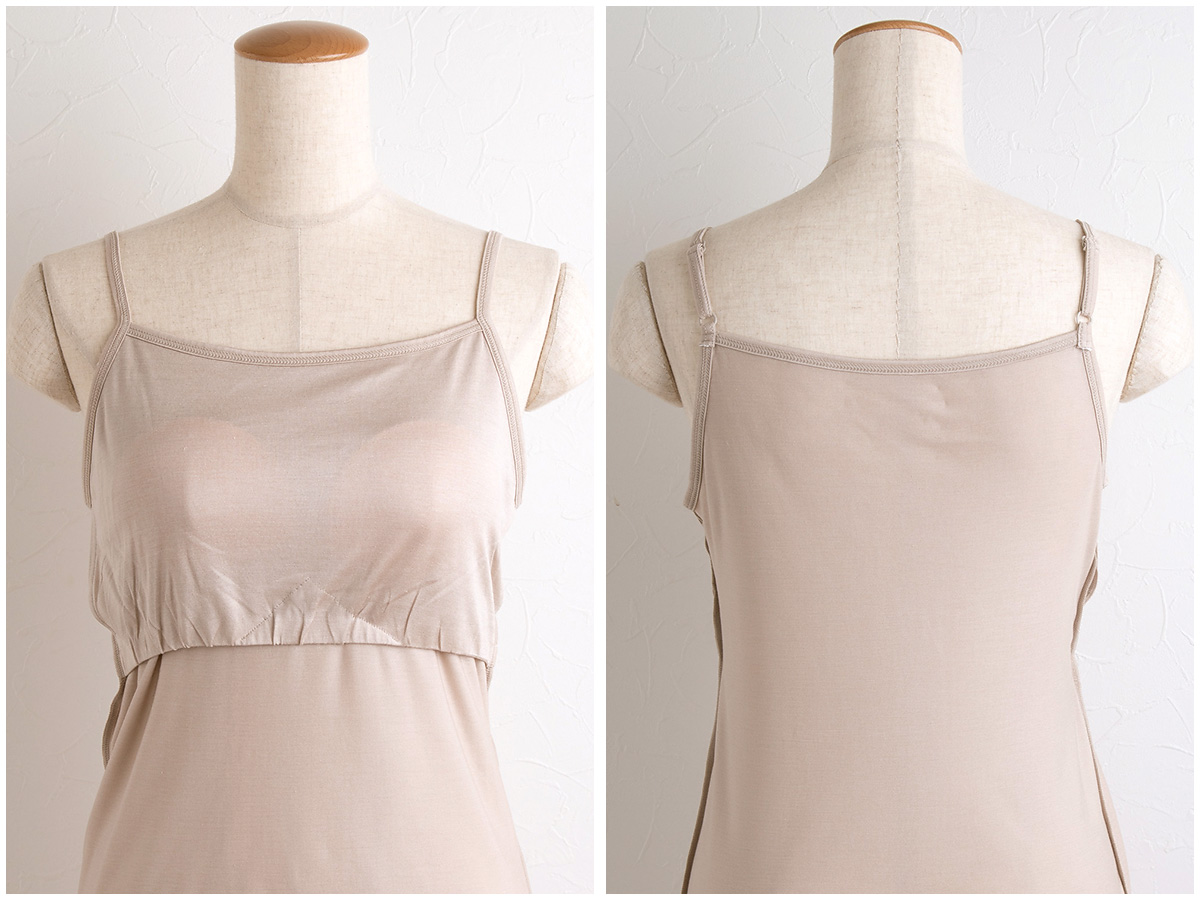 シルク100％ カップ付き ハイバック キャミソール 日本製 ゆるラク【ふわ肌シルク】