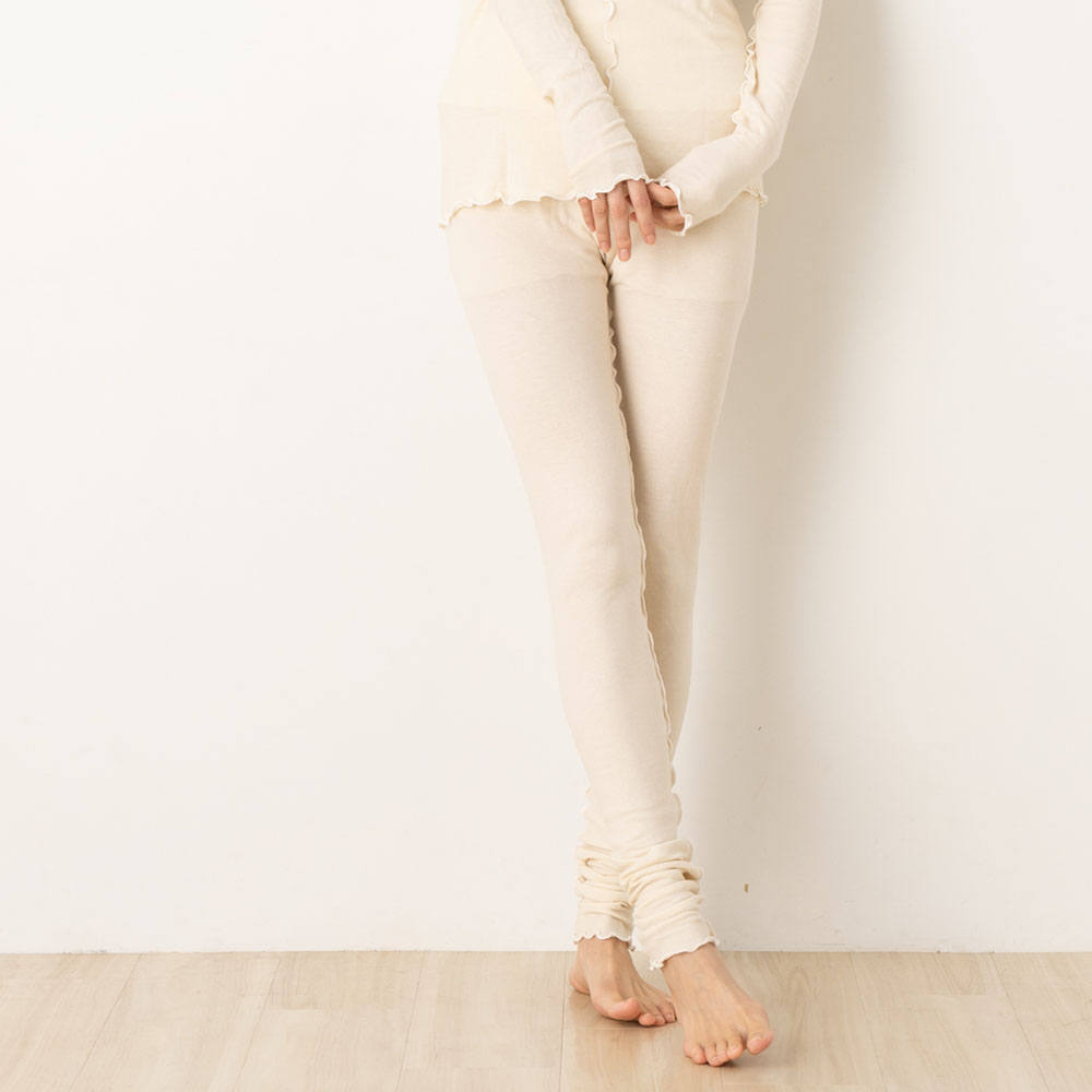 肌側シルク アウトメロー レギンス シルク腹巻付き パジャマインナー 日本製 表側コットン