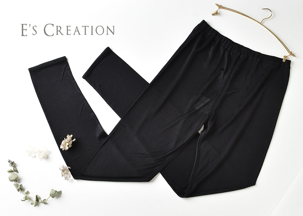 敏感肌用 シルク100％ レギンス ウエストゆるラク 正絹【冷えとり】