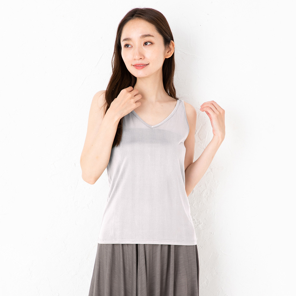 シルク100% タンクトップ 2way　保湿インナー【かるふわシルク艶タイプ】