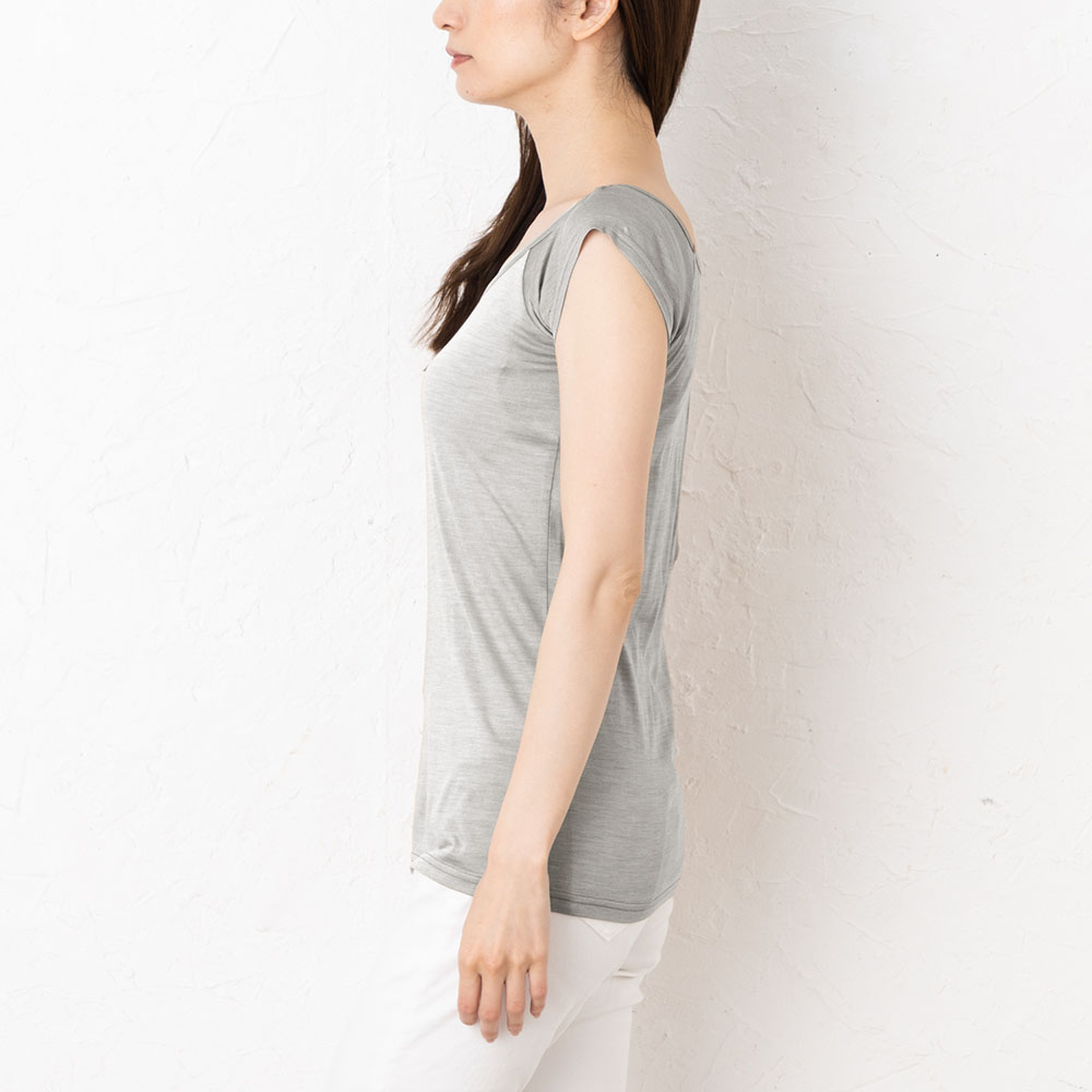 シルク100％ ジャージー 汗取りインナー 脇汗パッド付き フレンチ袖