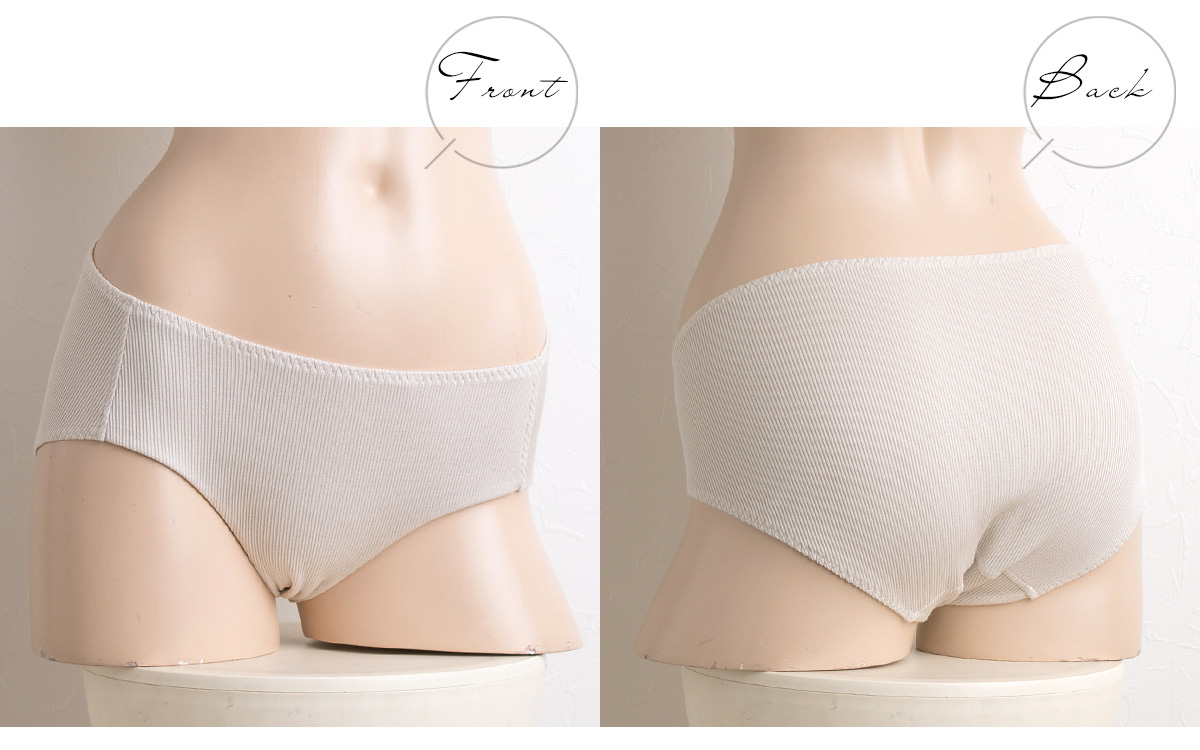 コットンシルク テレコ スタンダードショーツ 前身二重 レディース