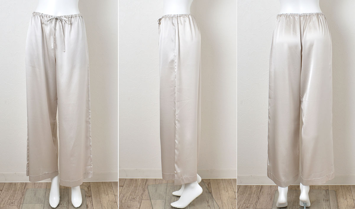 シルクサテンストレッチ ワイドパンツ