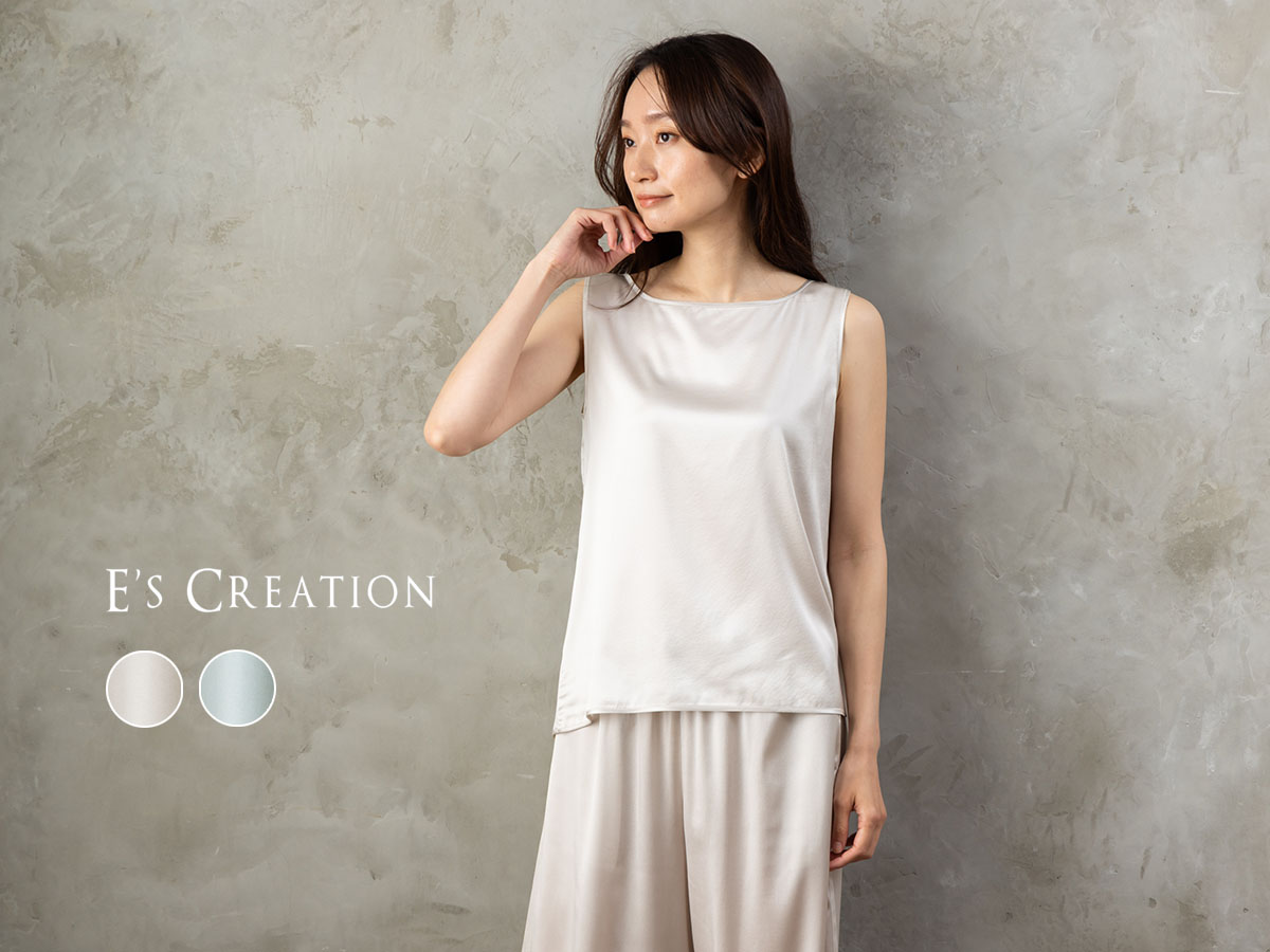 シルクサテンストレッチ タンクトップ