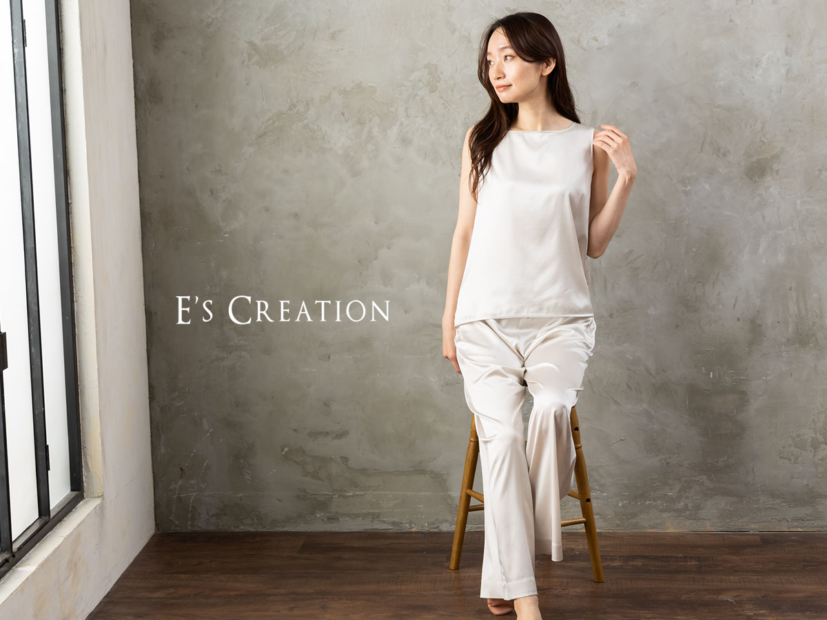 シルクサテンストレッチ パジャマ 上下セット