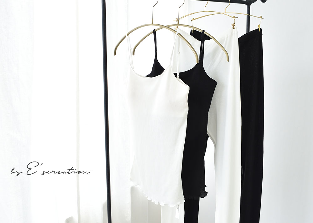 コットンシルク テレコ カップ付きキャミソール