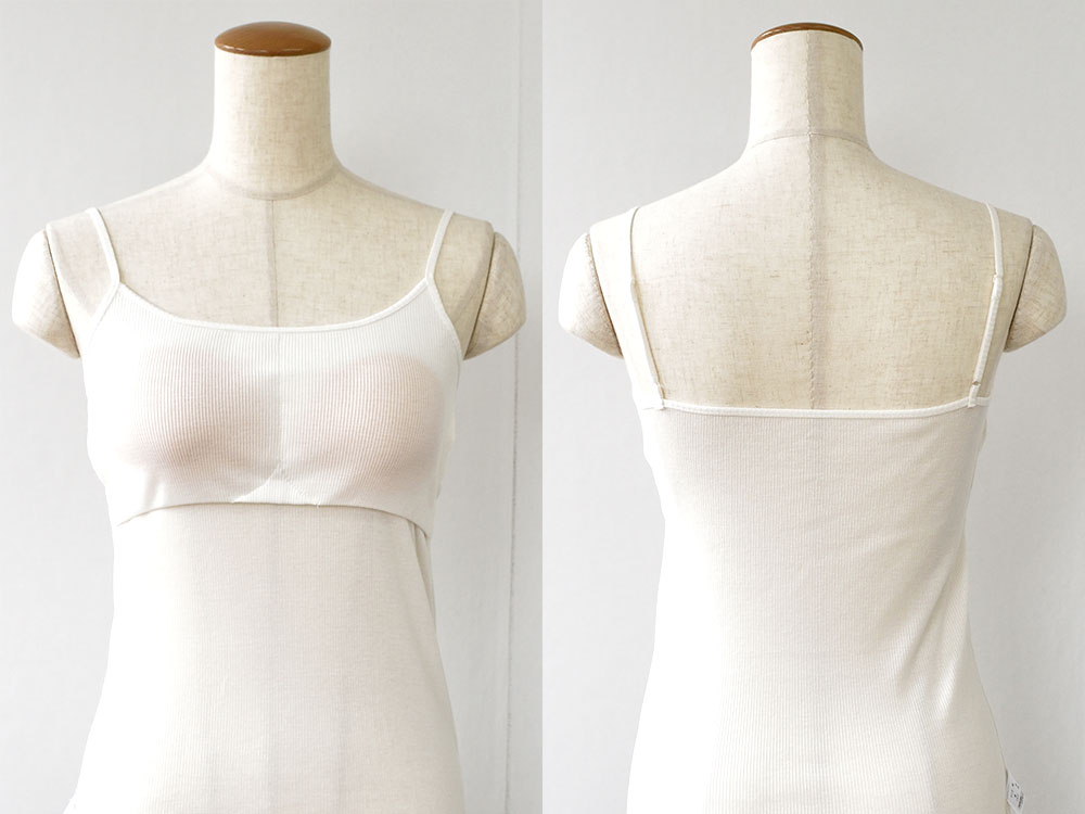 コットンシルク テレコ カップ付きキャミソール