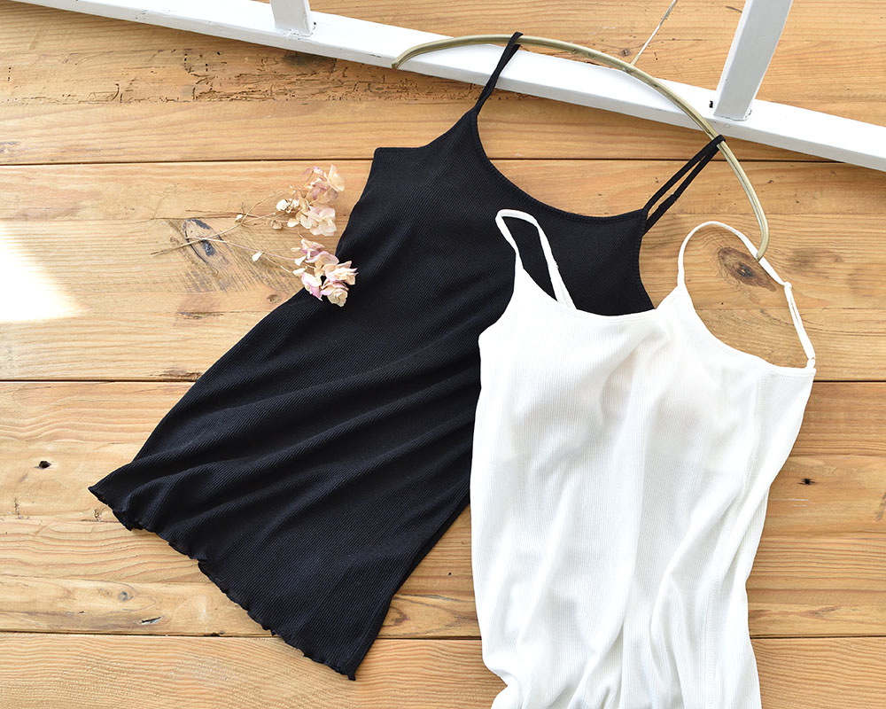 コットンシルク テレコ カップ付きキャミソール