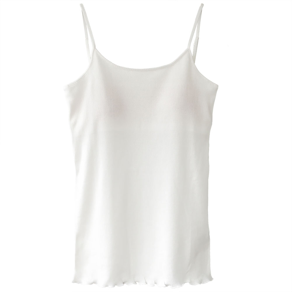 コットンシルク テレコ カップ付きキャミソール