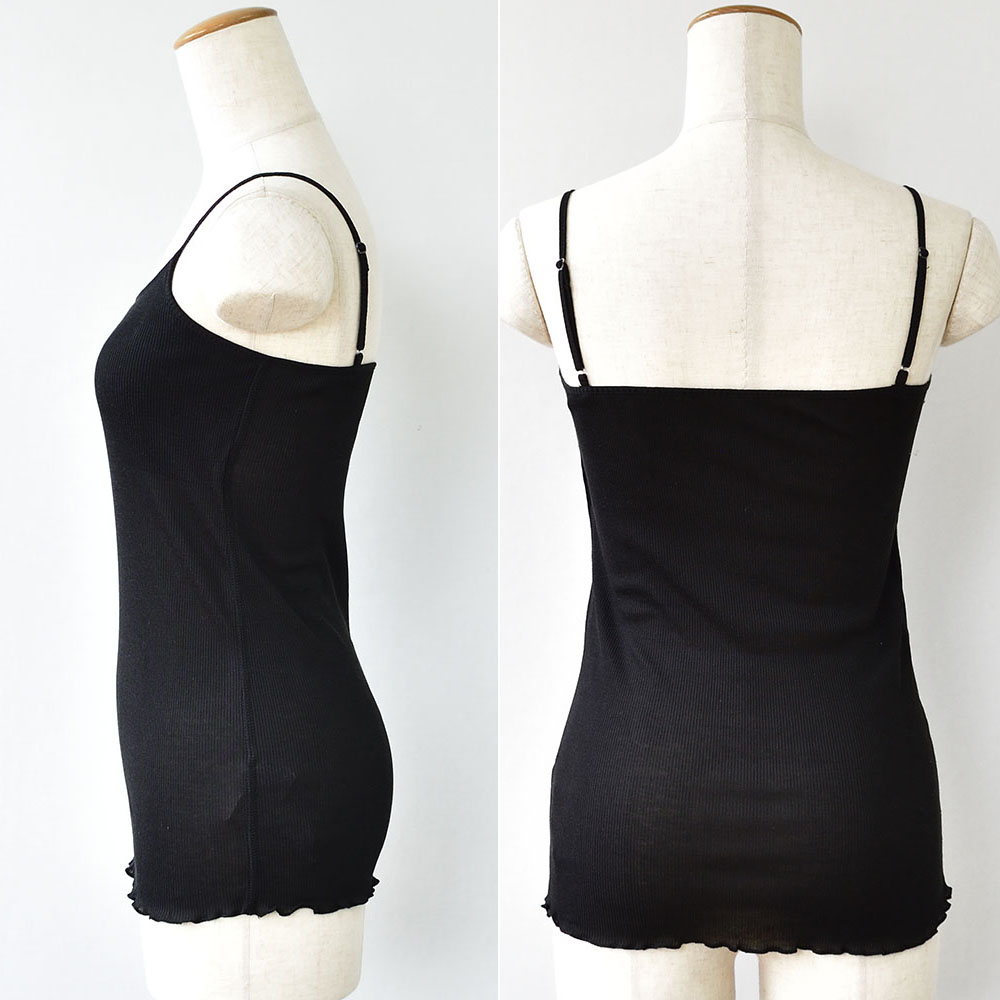 コットンシルク テレコ カップ付きキャミソール