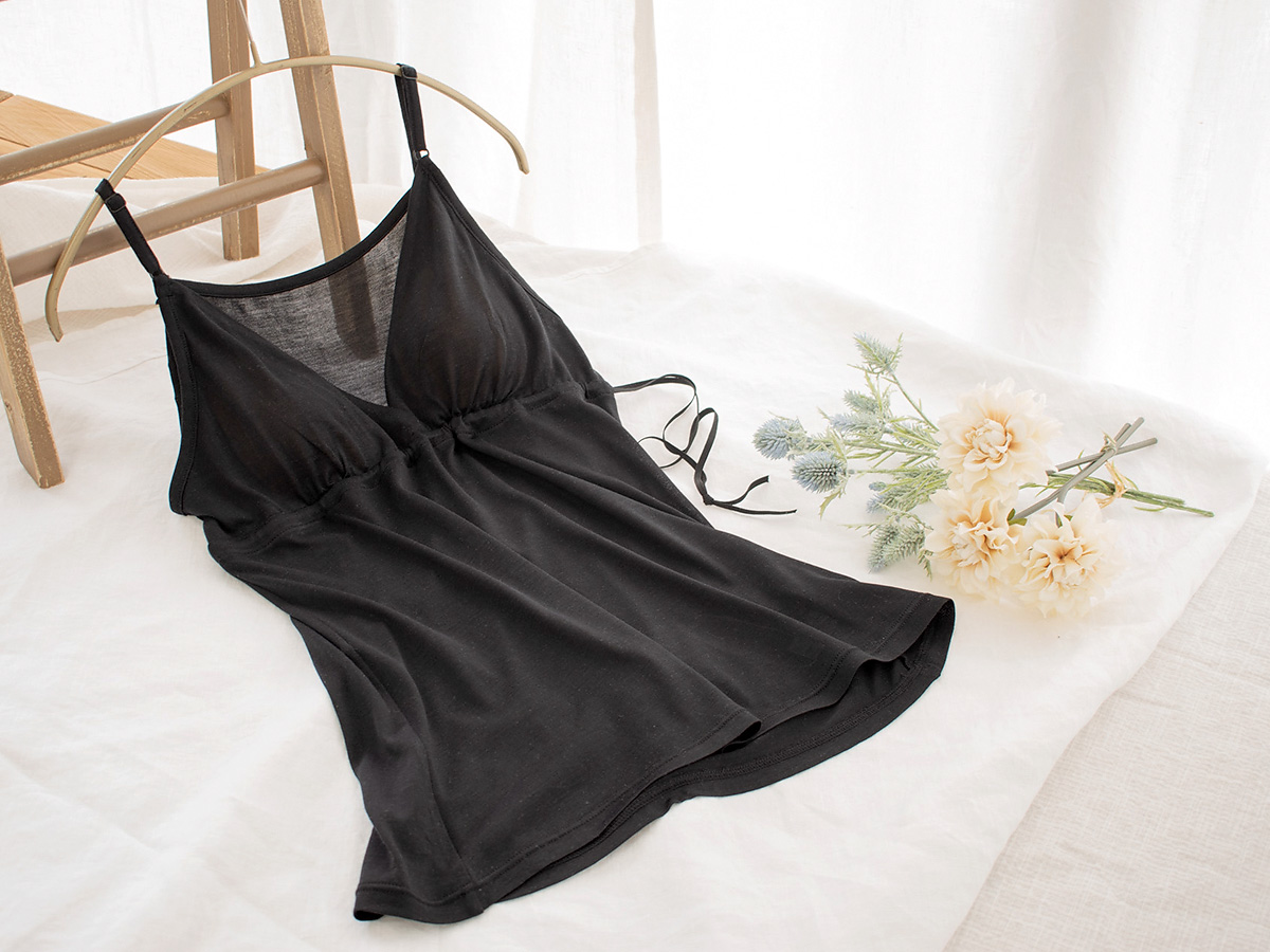 シルク100％ カップ付きキャミソール カシュクール ロング丈 日本製【ふわ肌シルク】