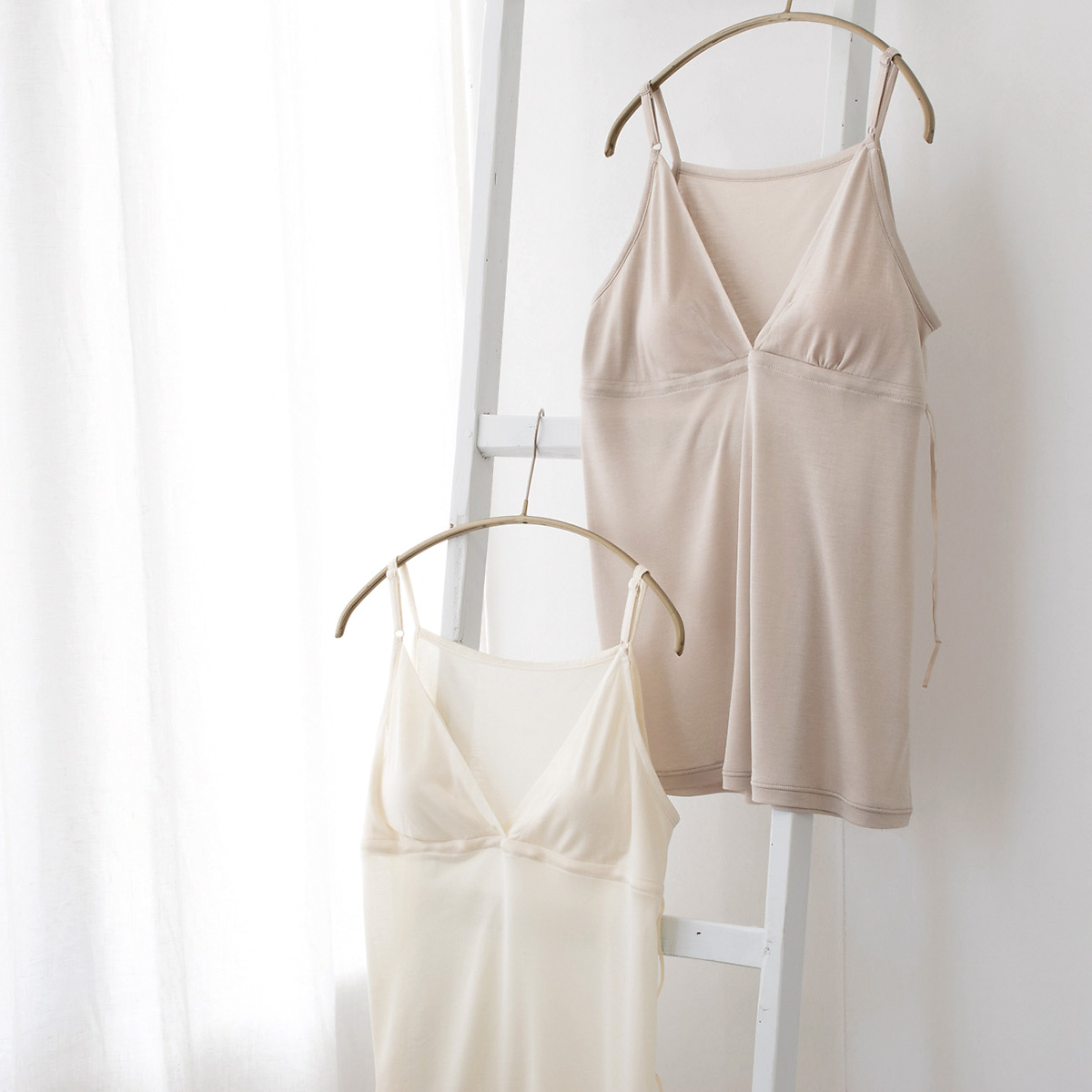 シルク100％ カップ付きキャミソール カシュクール ロング丈 日本製【ふわ肌シルク】
