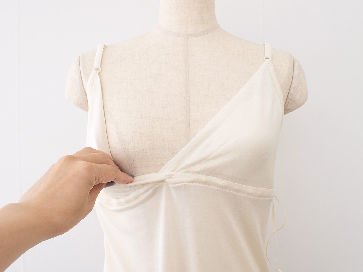 シルク100％ カップ付きキャミソール カシュクール ロング丈 日本製【ふわ肌シルク】