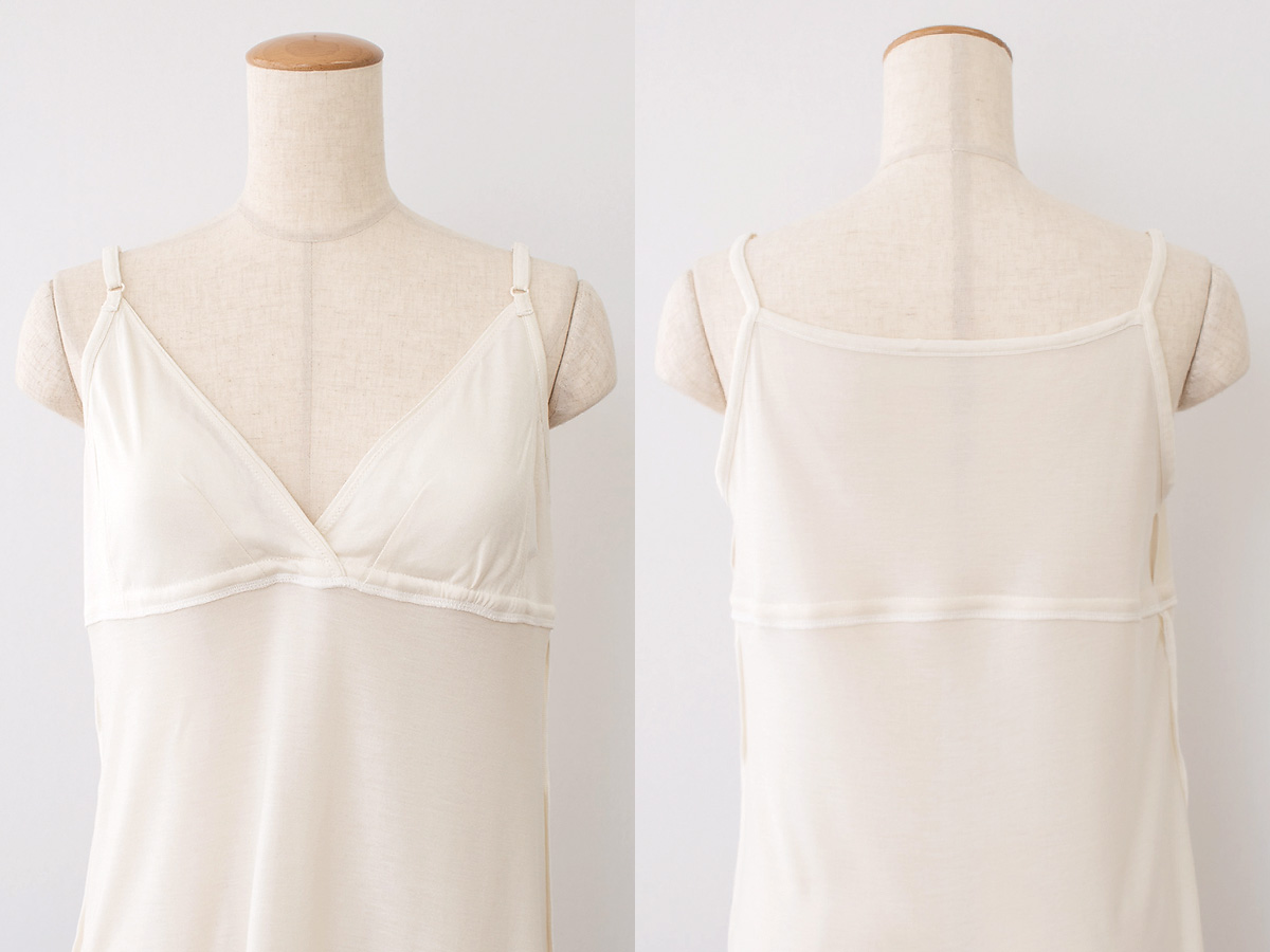 シルク100％ カップ付きキャミソール カシュクール ロング丈 日本製【ふわ肌シルク】