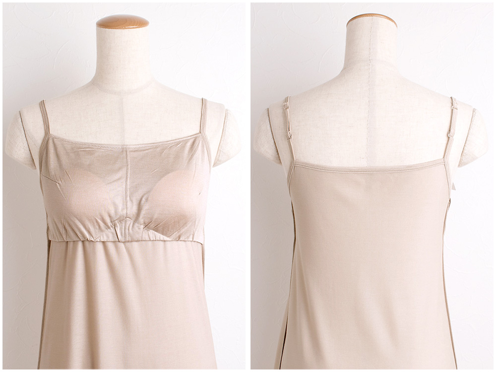 シルク100％ カップ付き ゆったりキャミスリップ 日本製【ふわ肌シルク】