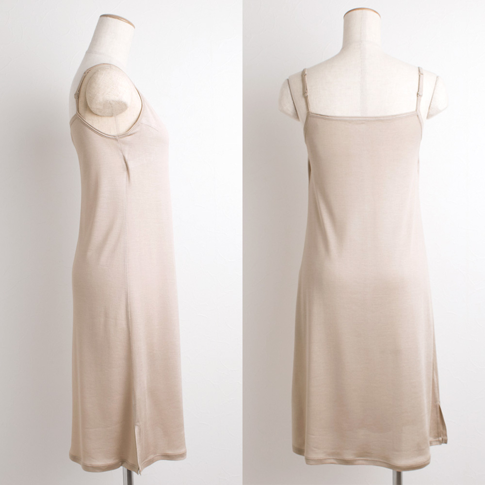 シルク100％ カップ付き ゆったりキャミスリップ 日本製【ふわ肌シルク】