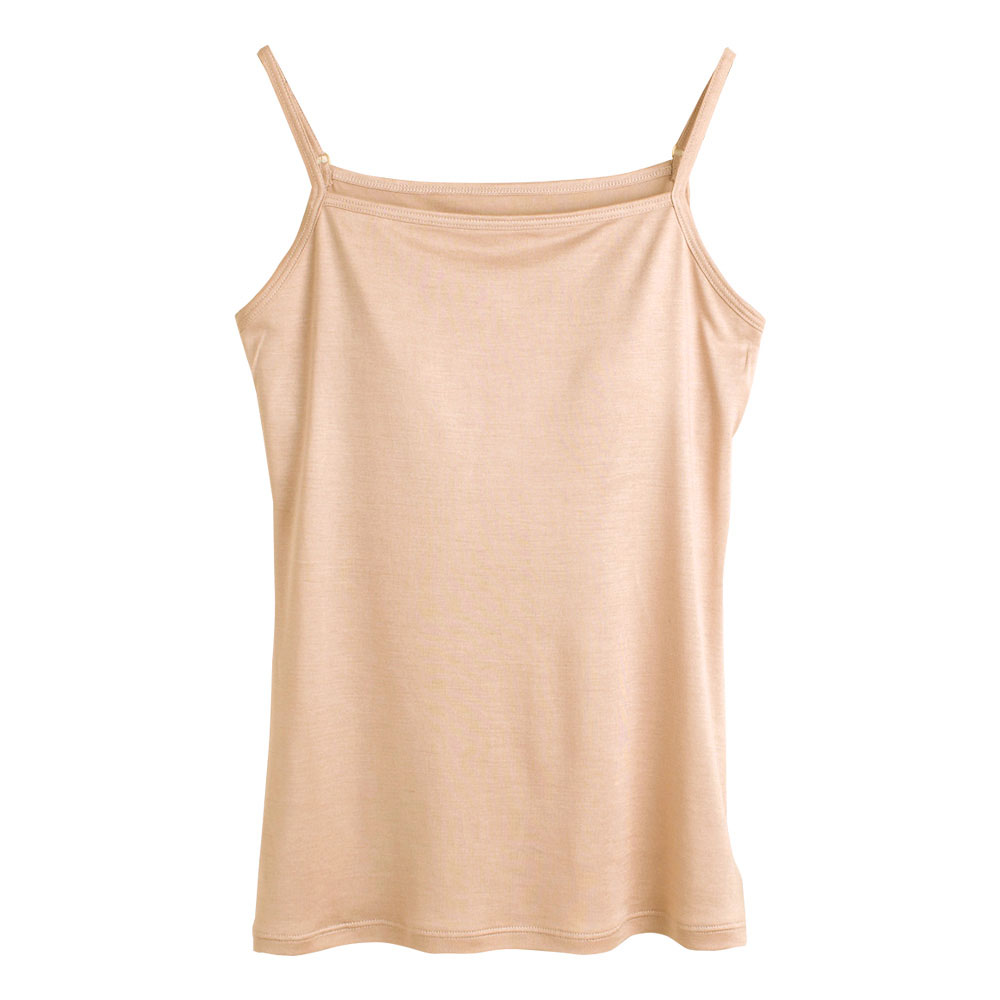 シルク100％ カップ付き ハイバック キャミソール 日本製 ゆるラク【ふわ肌シルク】