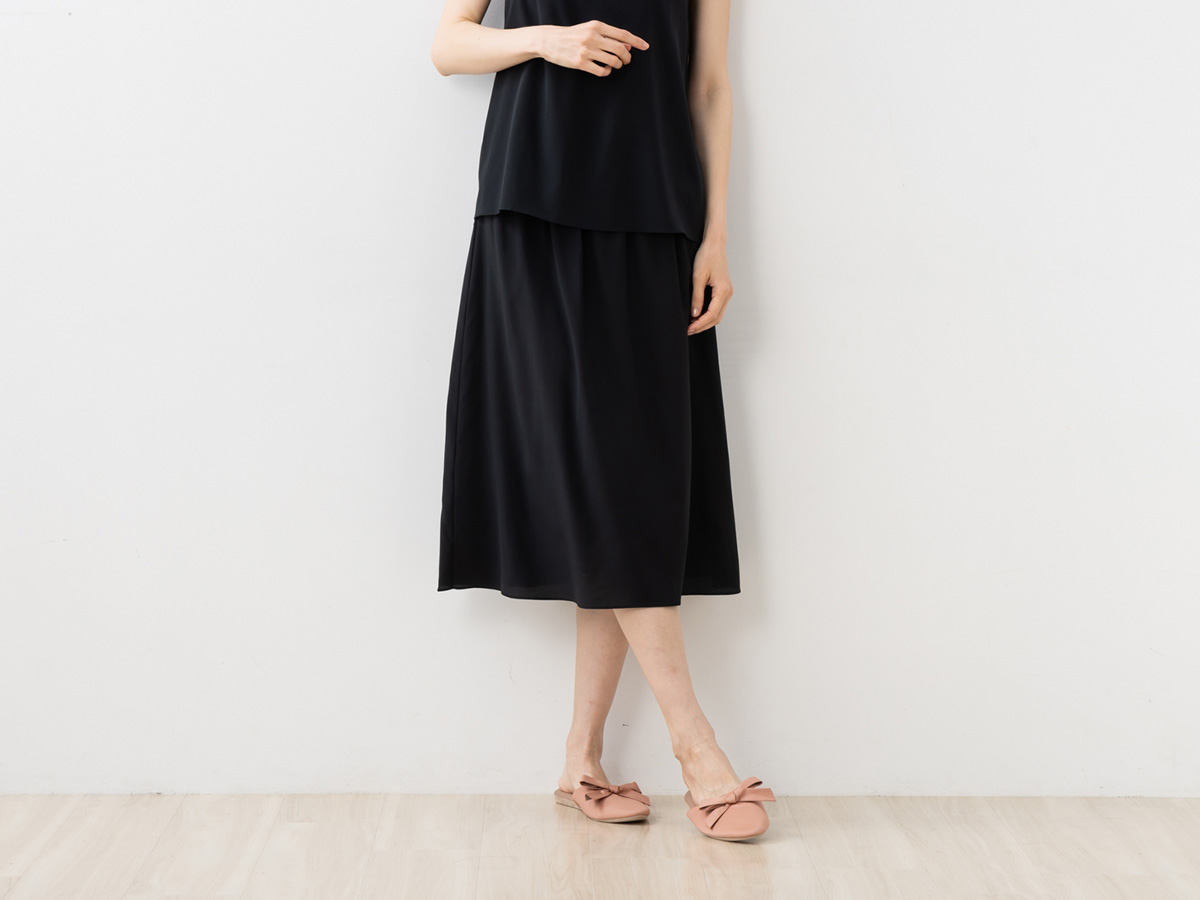 シルク クレープデシン ストレッチ 2wayペチコート 70cm丈 日本製