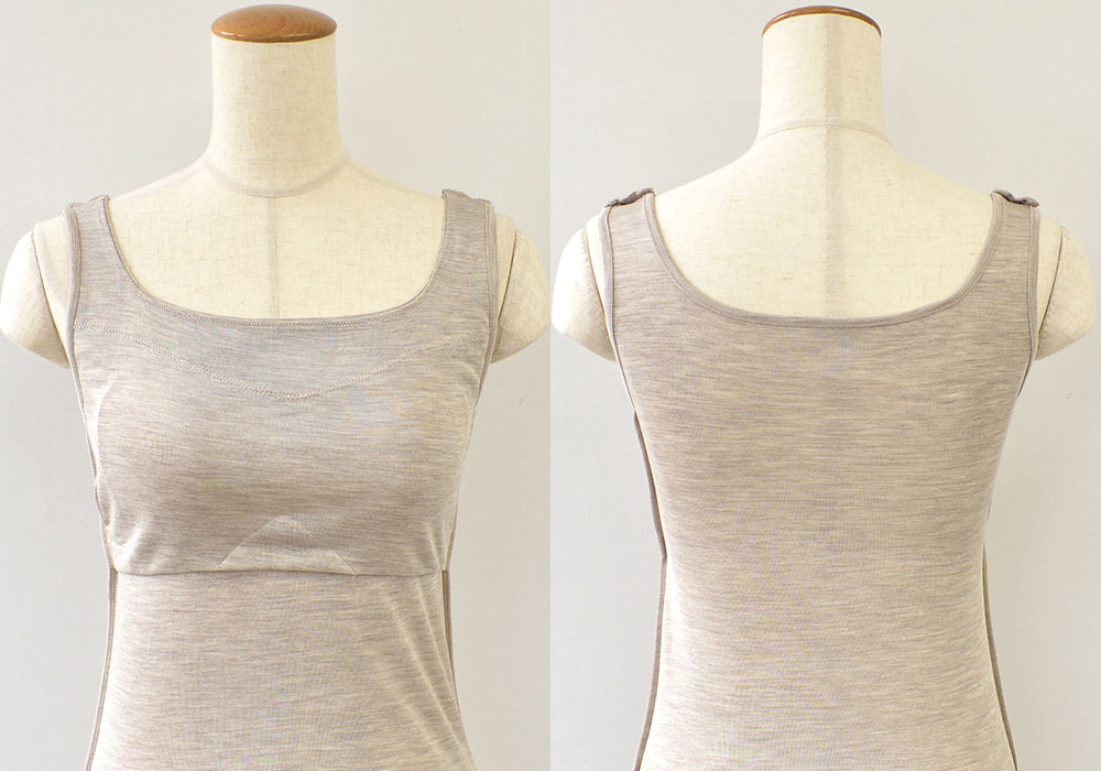 シルク100％ フライス カップ付き タンクトップ 日本製