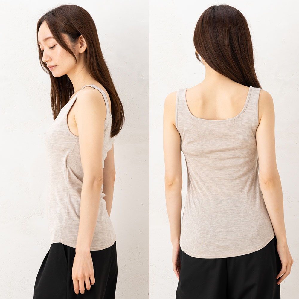 シルク100％ フライス カップ付き タンクトップ 日本製